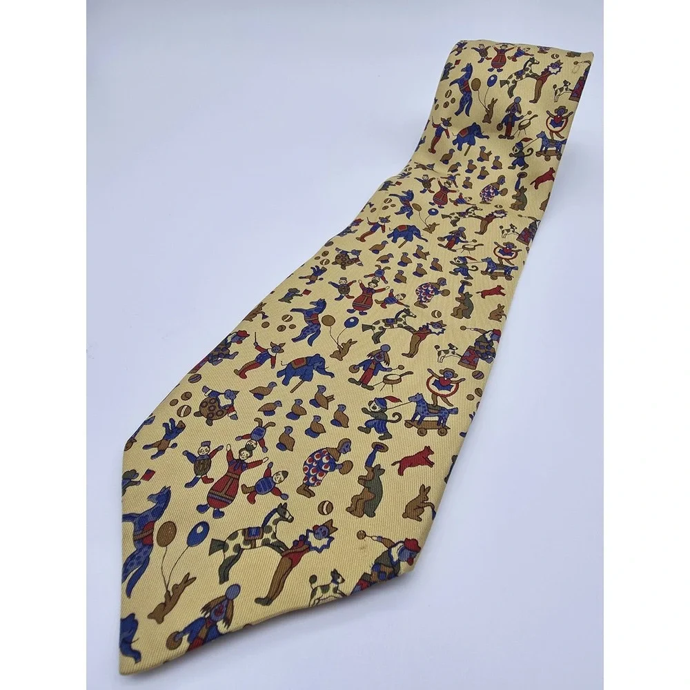 Liberty London Antique Toys Print 100% Silk Neck Tie 59